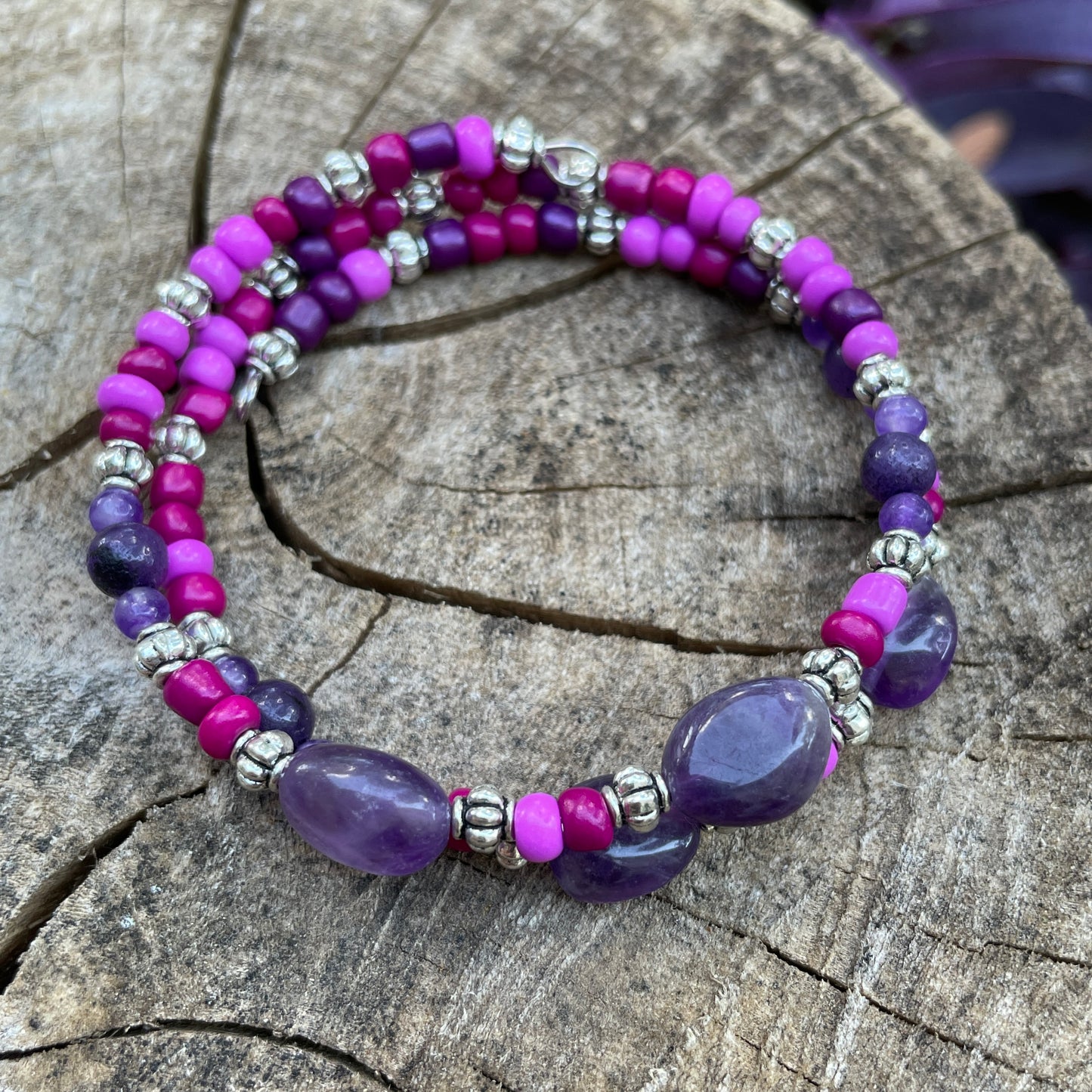Amethyst & Glass Beaded Bracelet