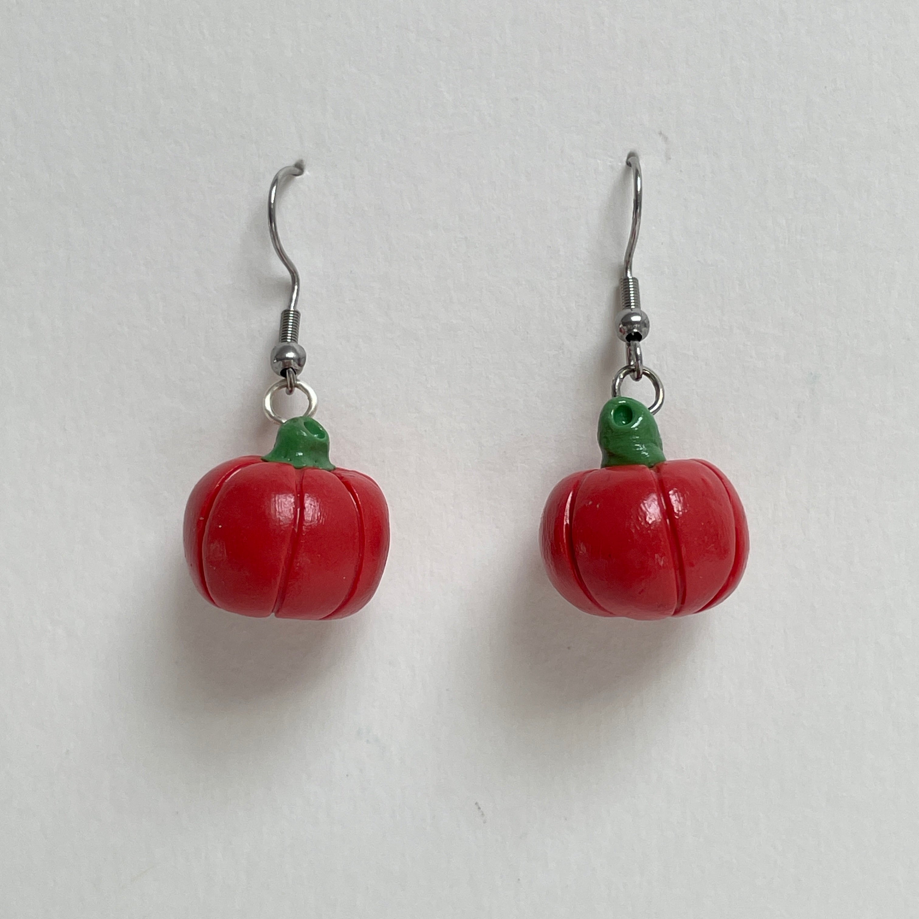 Hand Sculpted Pumpkin Dangle Earrings