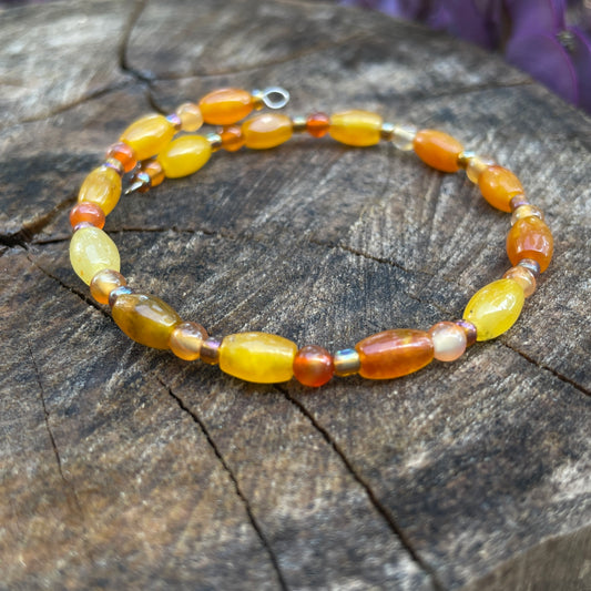 Natural Carnelian, Yellow Jade Bracelet