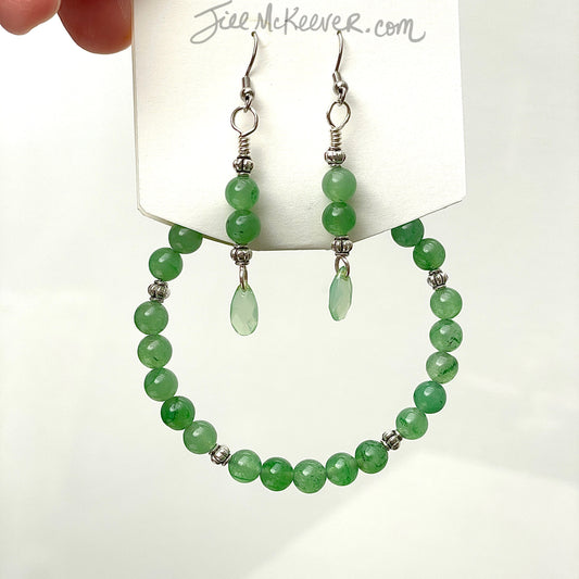 Green Jade Earrings, Bracelet Set