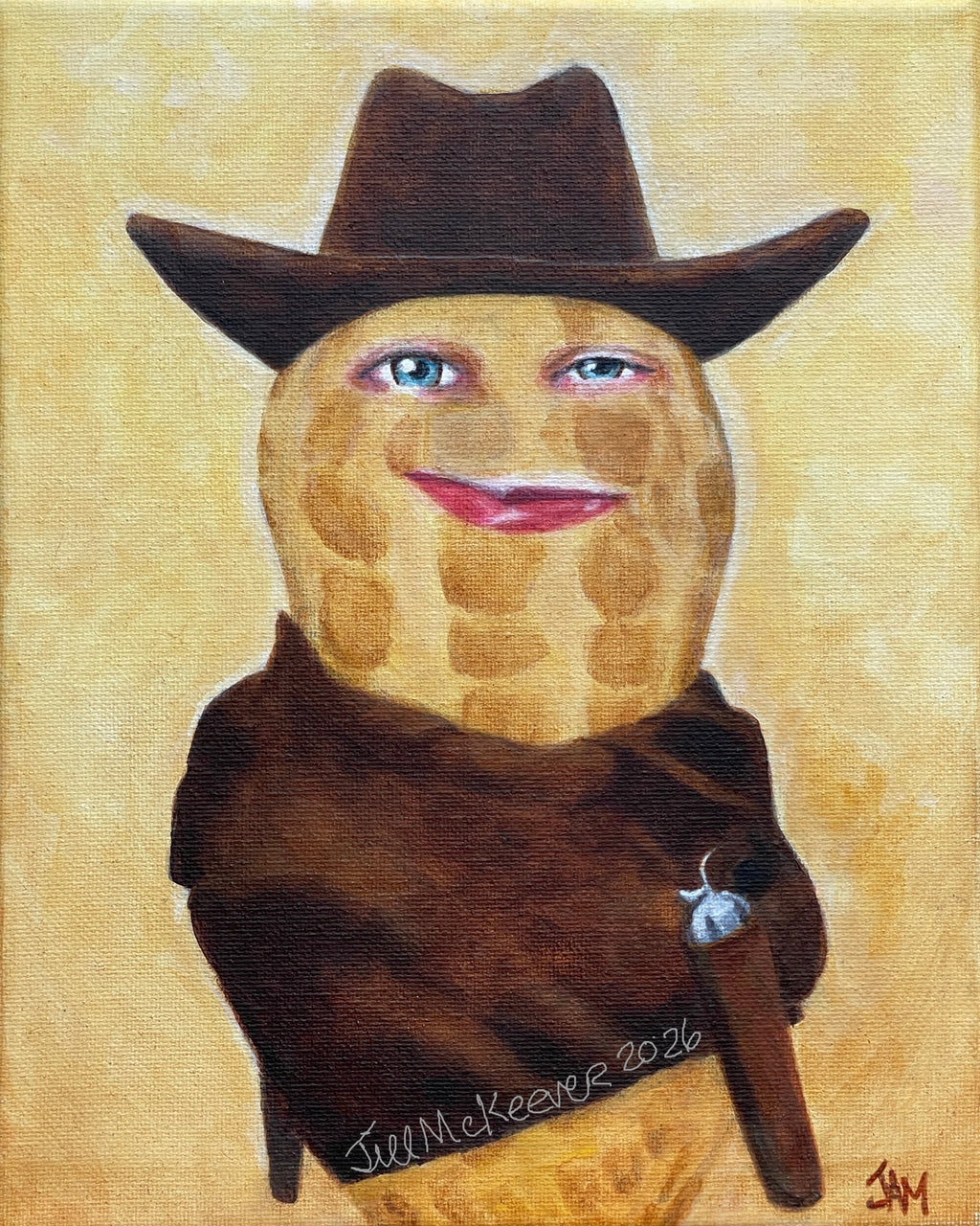 Burnt Peanut in Cowboy Outfit Canvas Print by Jill McKeever