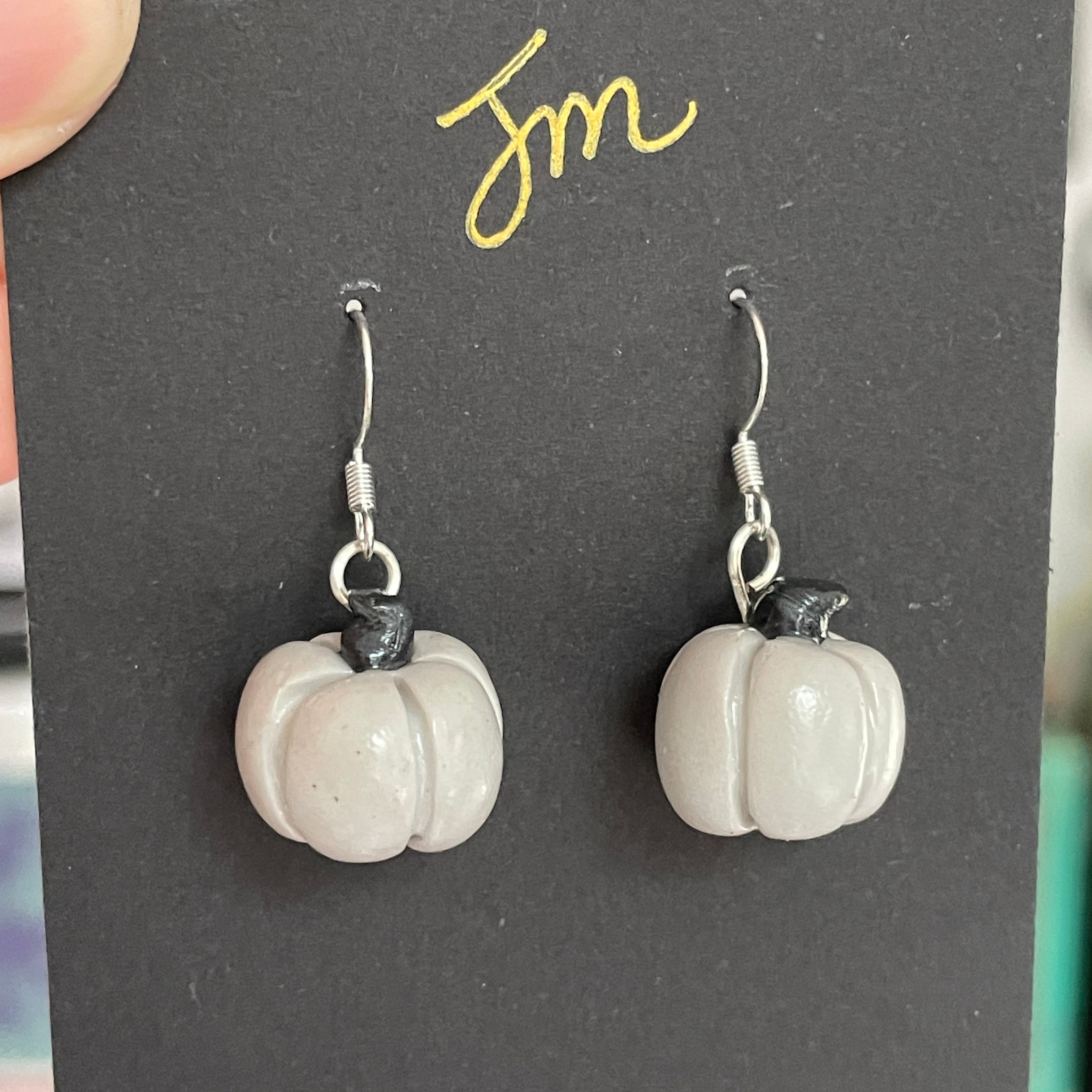 Hand Sculpted Pumpkin Dangle Earrings