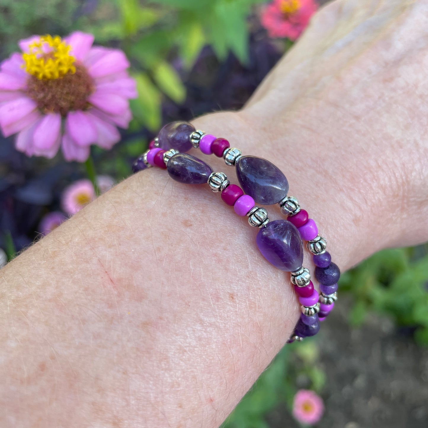 Amethyst & Glass Beaded Bracelet