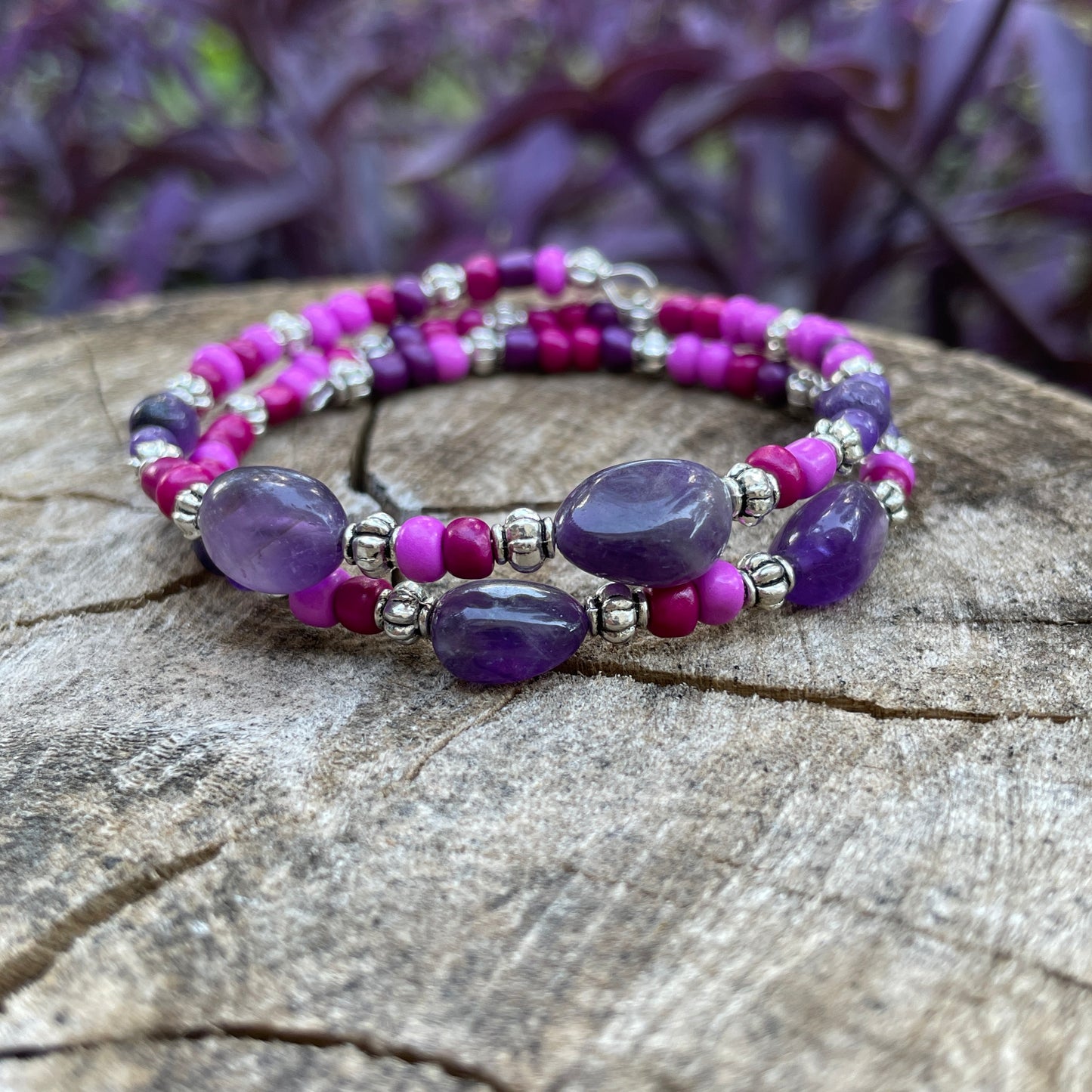 Amethyst & Glass Beaded Bracelet