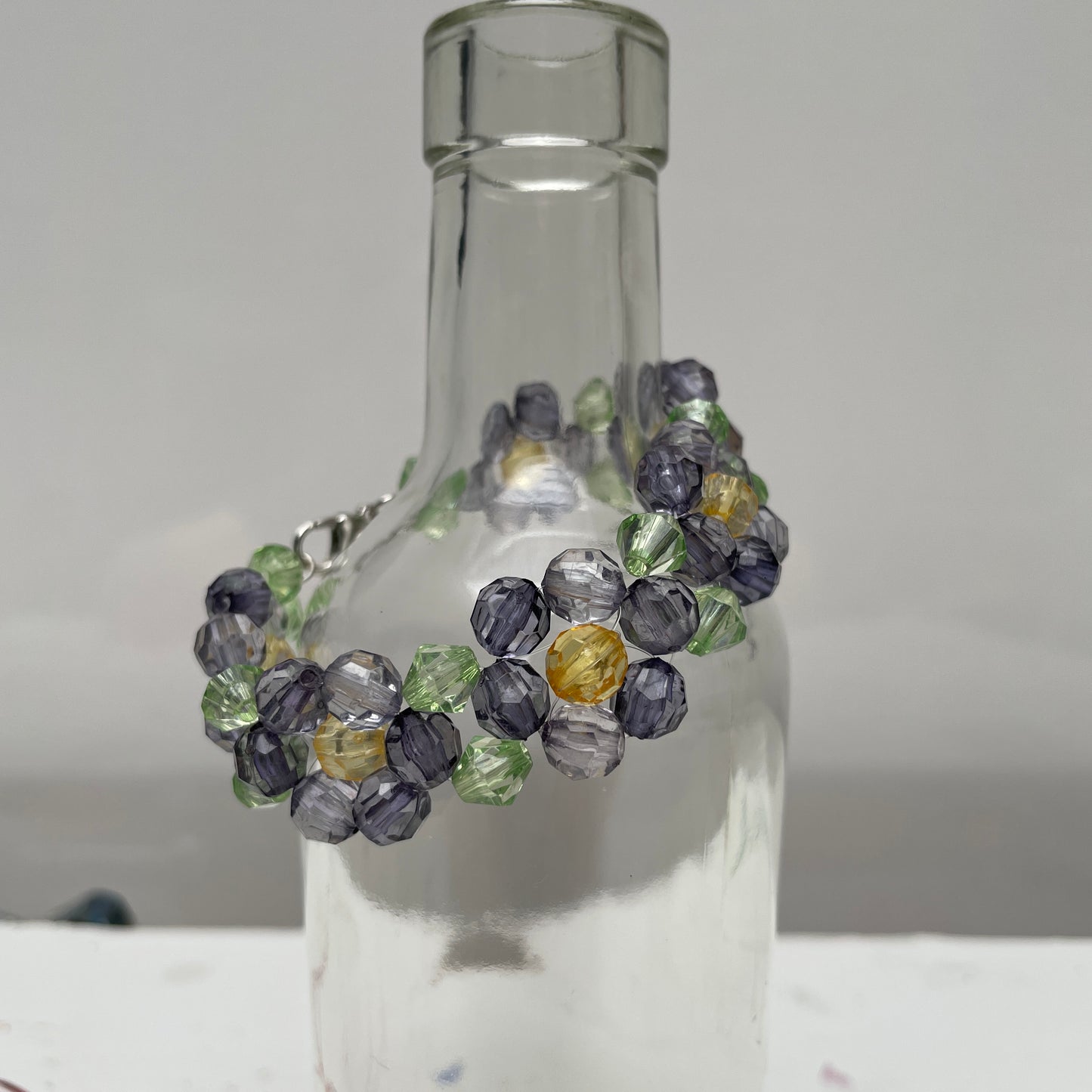 Hand Beaded Blue Flower Bracelet for Young Teen