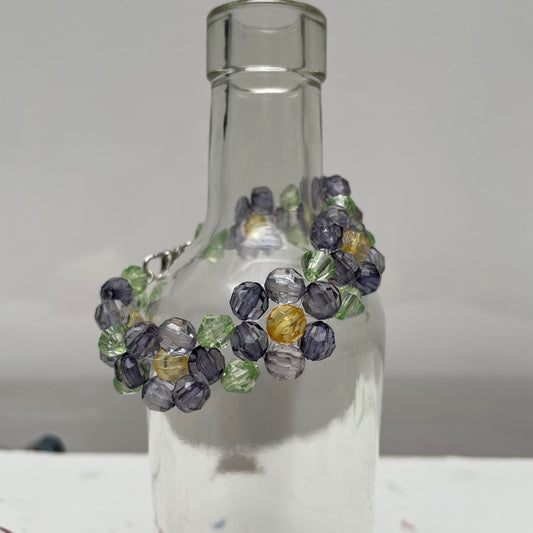 Hand Beaded Blue Flower Bracelet for Young Teen