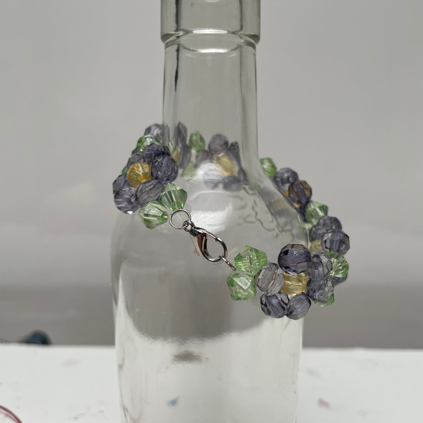 Hand Beaded Blue Flower Bracelet for Young Teen