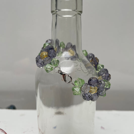 Hand Beaded Blue Flower Bracelet for Young Teen