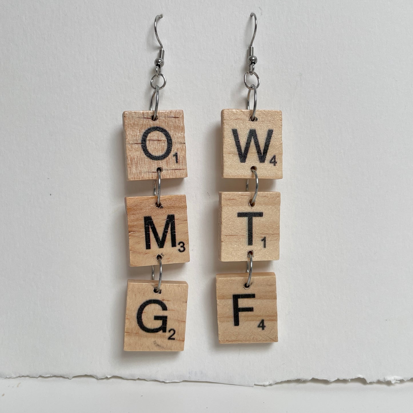 OMG-WTF Scrabble Tile Earrings
