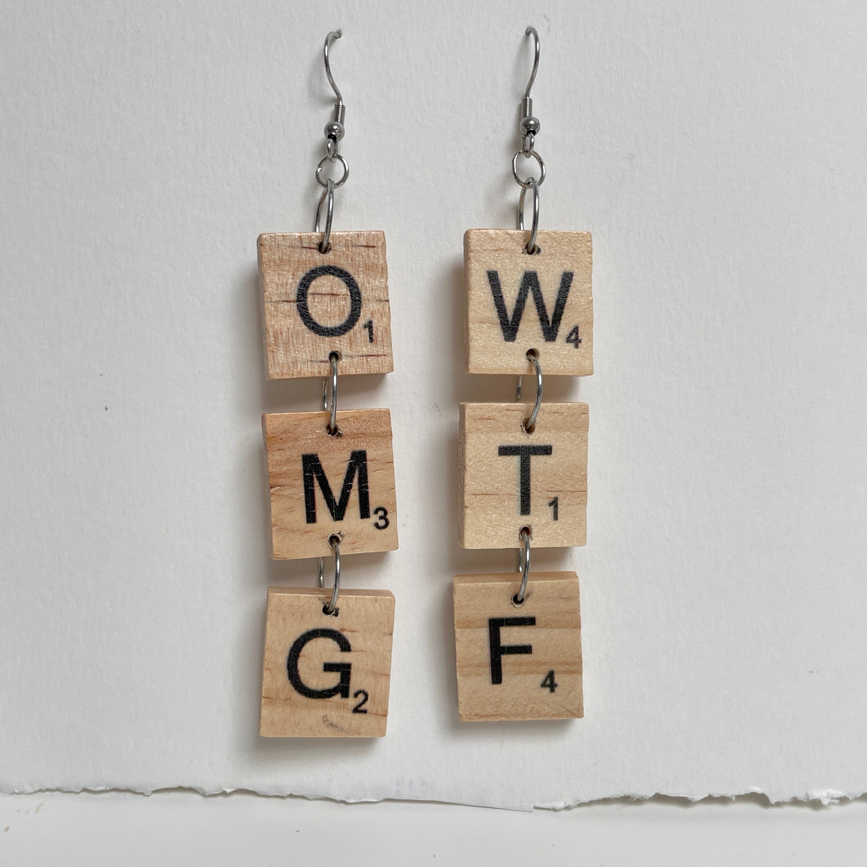 OMG-WTF Scrabble Tile Earrings