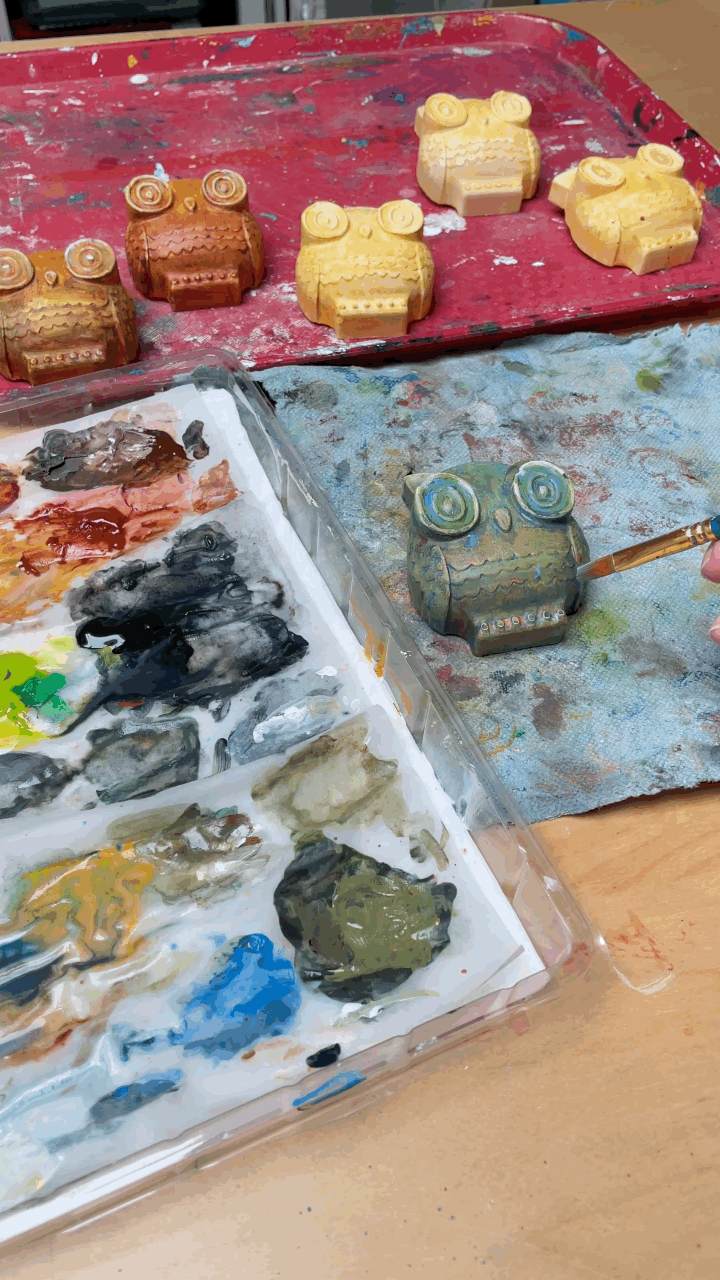 SLAPHAPPY PAINTING - Plaster Owl Set of 3, Wall Decor