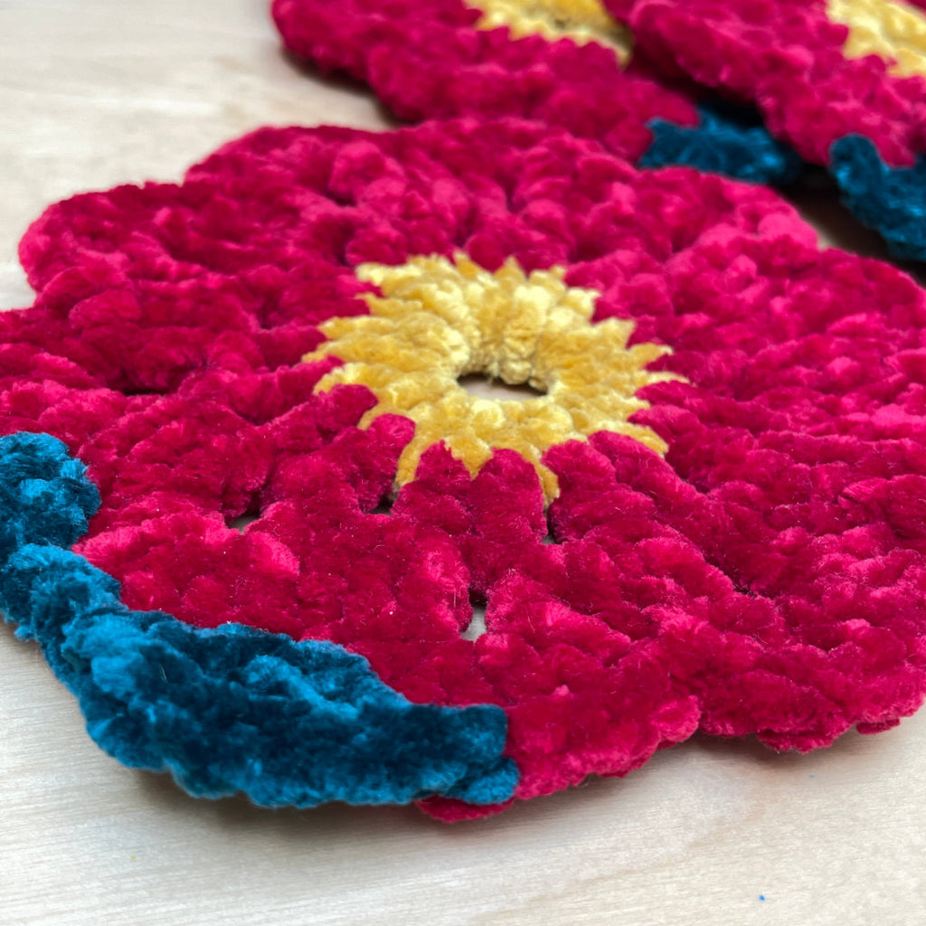Crochet Red Flower Coasters
