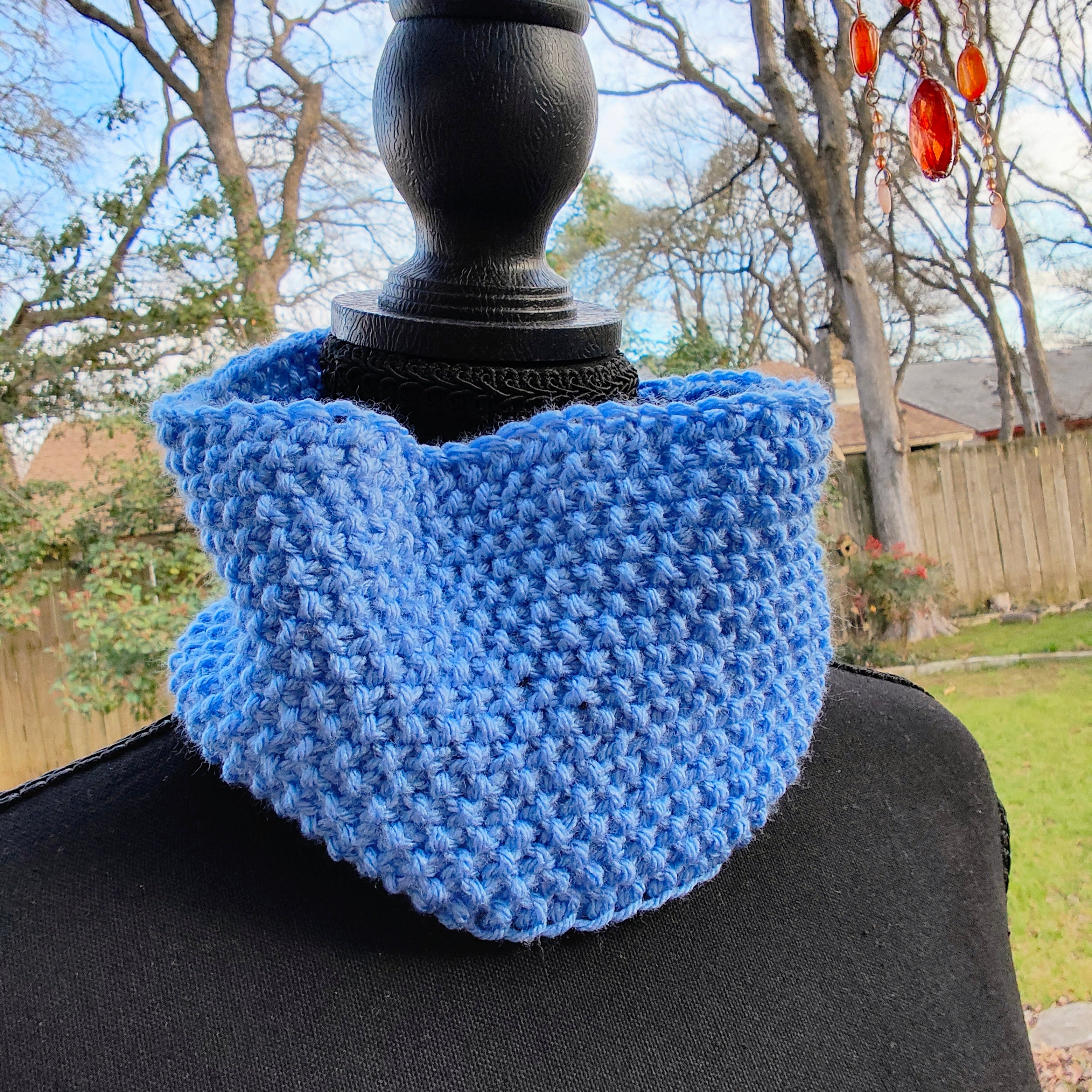 Cozy Blue Knitted Cowl, Unisex, One Size
