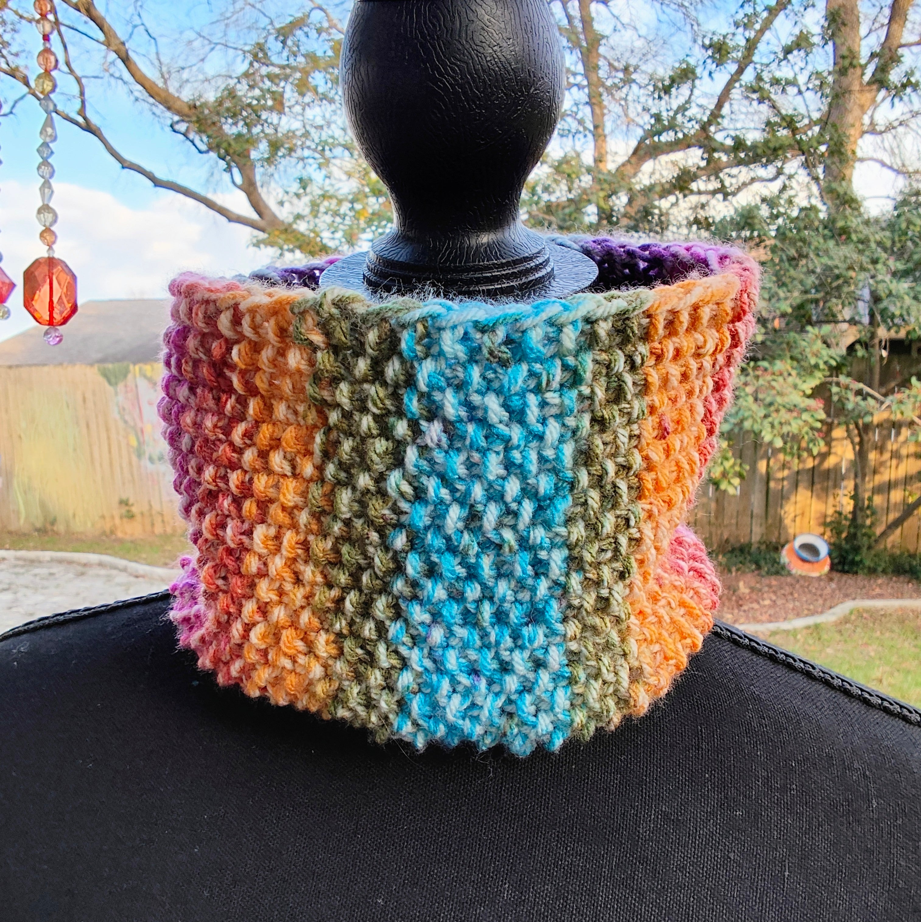 Cozy Rainbow Knitted Cowl, Unisex, One Size